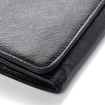 Prada Saffiano Continental Flap Wallet Black 6 of 12