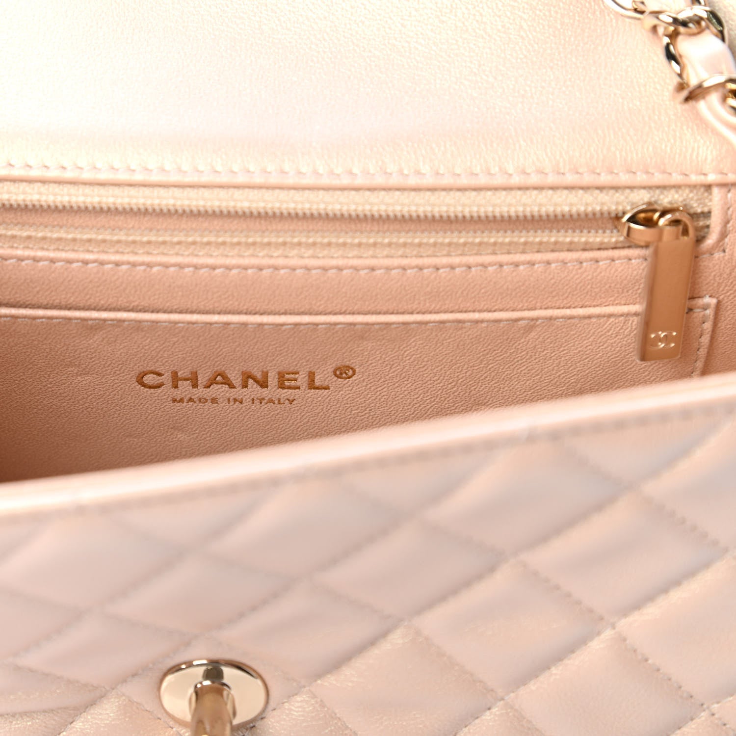 Chanel Iridescent Lambskin Quilted Mini Rectangular Flap Beige 8 of 11