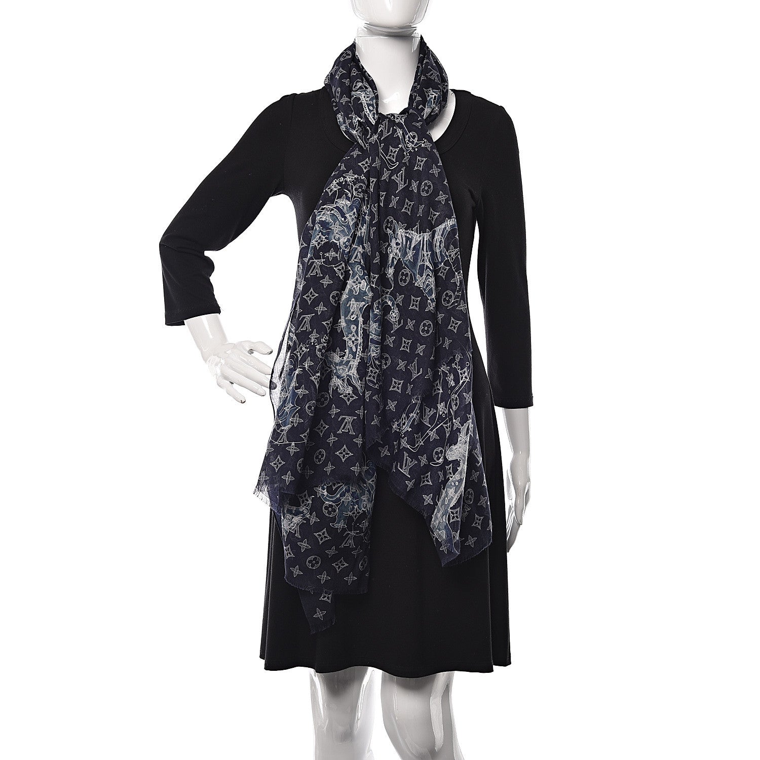 Louis Vuitton Cashmere Silk Chapman Brothers Stole Blue 2 of 4