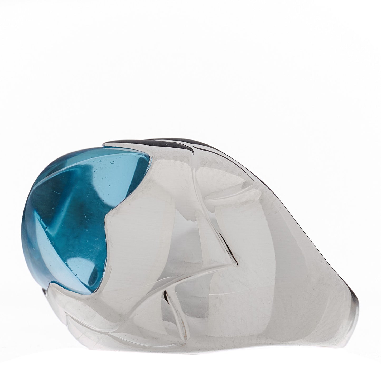 18K White Gold Aquamarine Pyramide Ring 55 7.25