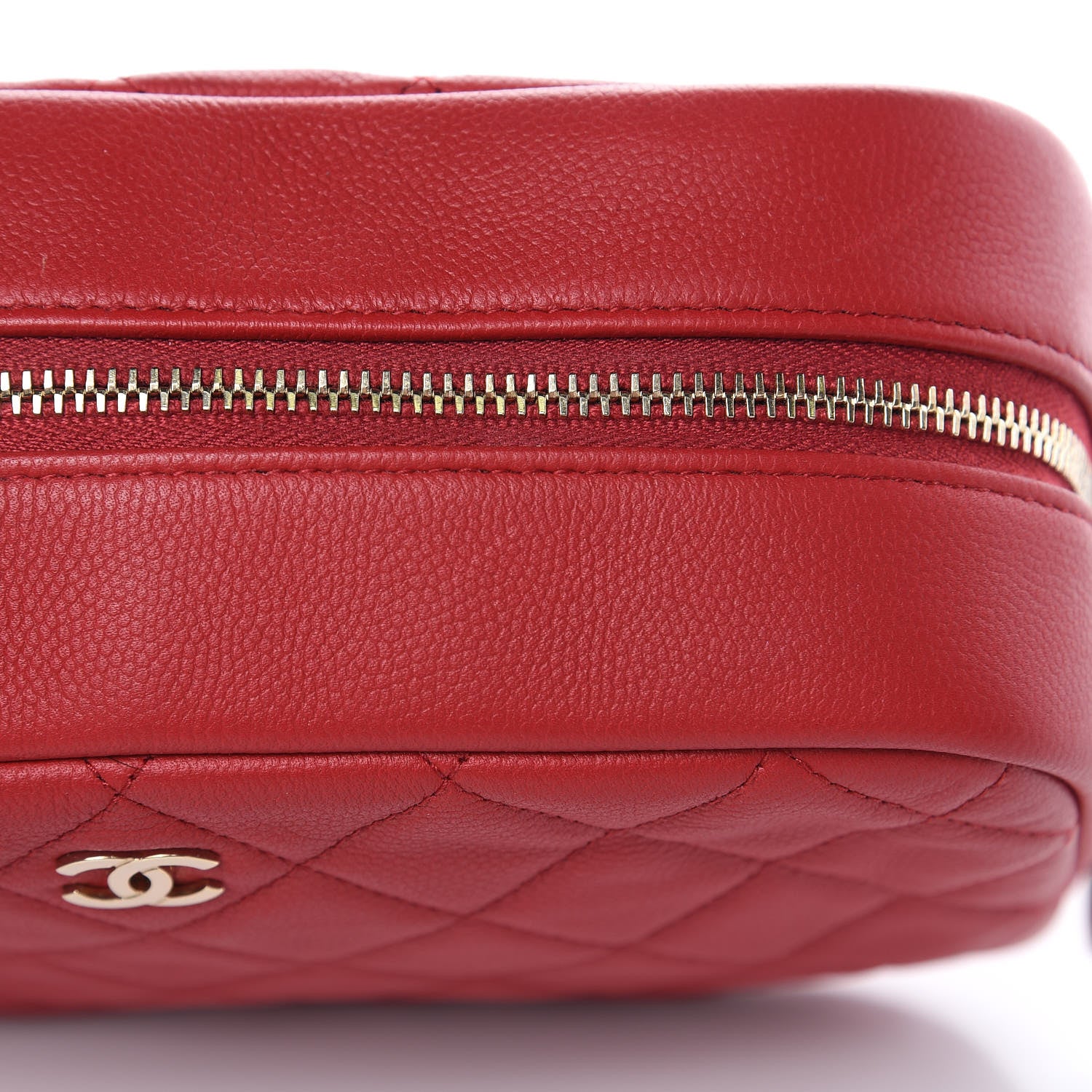 Chanel Caviar Quilted Curvy Pouch Cosmetic Case Red 14 of 14