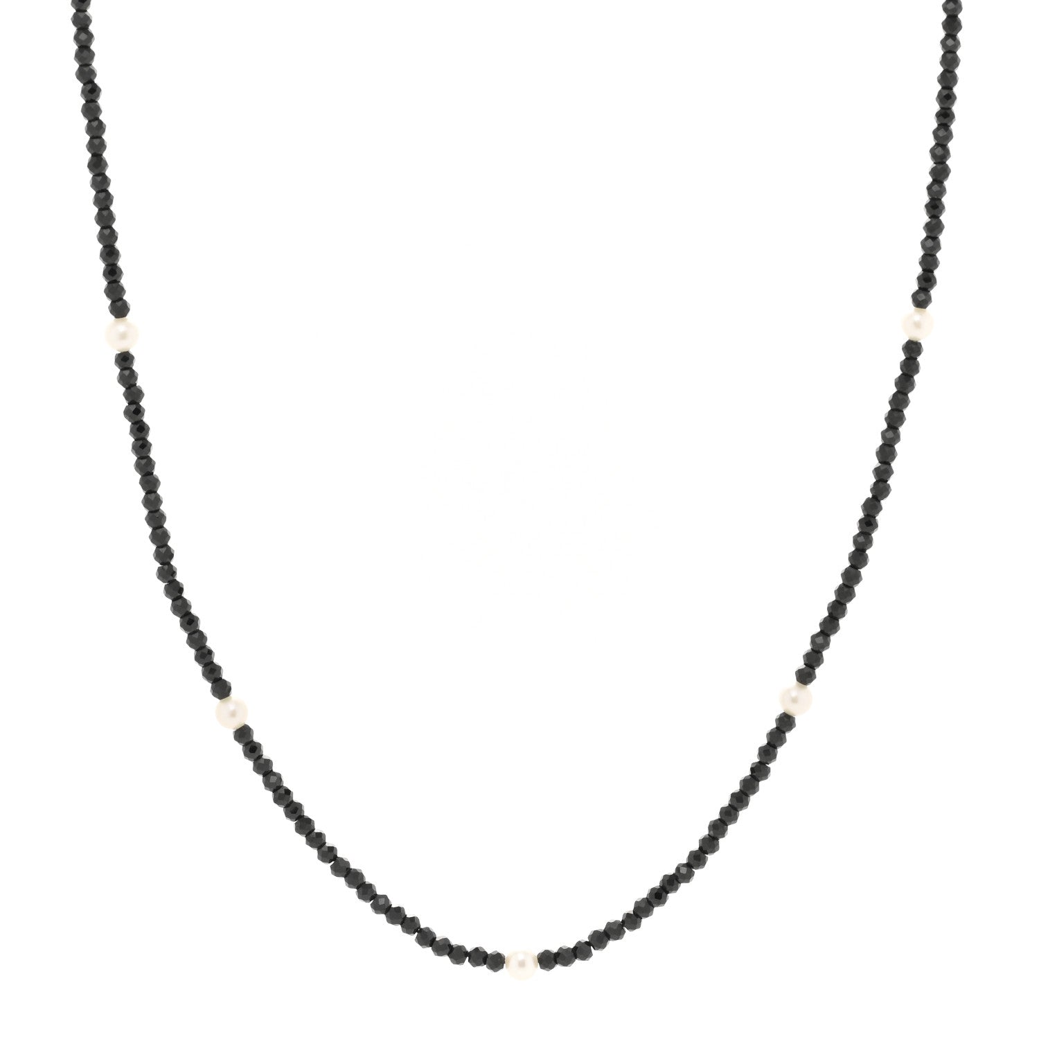 Tiffany Sterling Silver Black Spinel Pearl Ziegfeld Bead Necklace 1 of 3