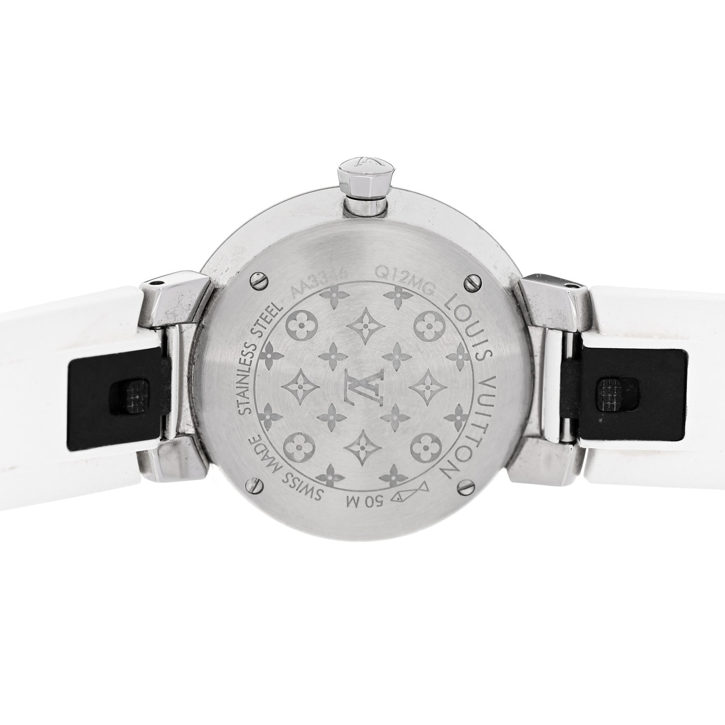 Stainless Steel Rubber Diamond 28mm Tambour Slim Quartz Watch White