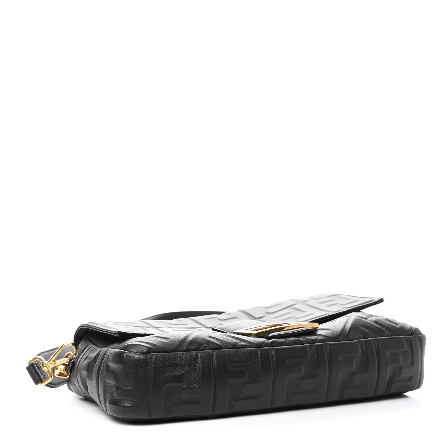Fendi Nappa FF 1974 Embossed Large Baguette Black 3 of 4
