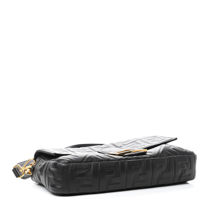 Fendi Nappa FF 1974 Embossed Large Baguette Black 3 of 4