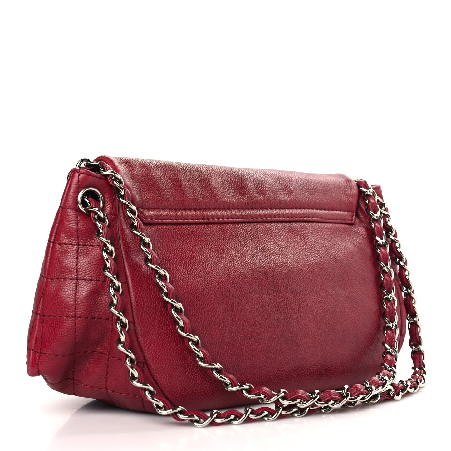 Caviar Large Half Moon Flap Red