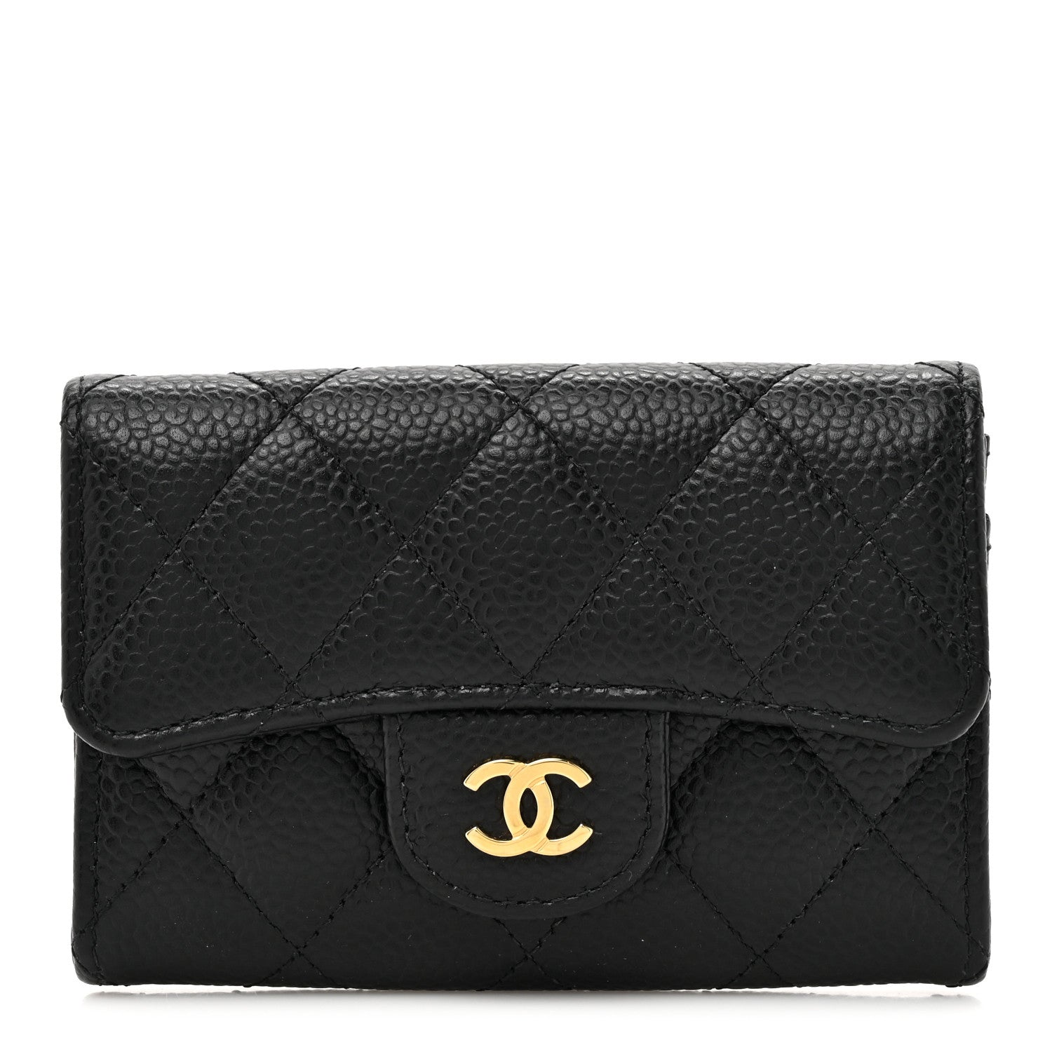 Chanel Caviar Quilted Flap Card Holder Wallet Black 1 of 9