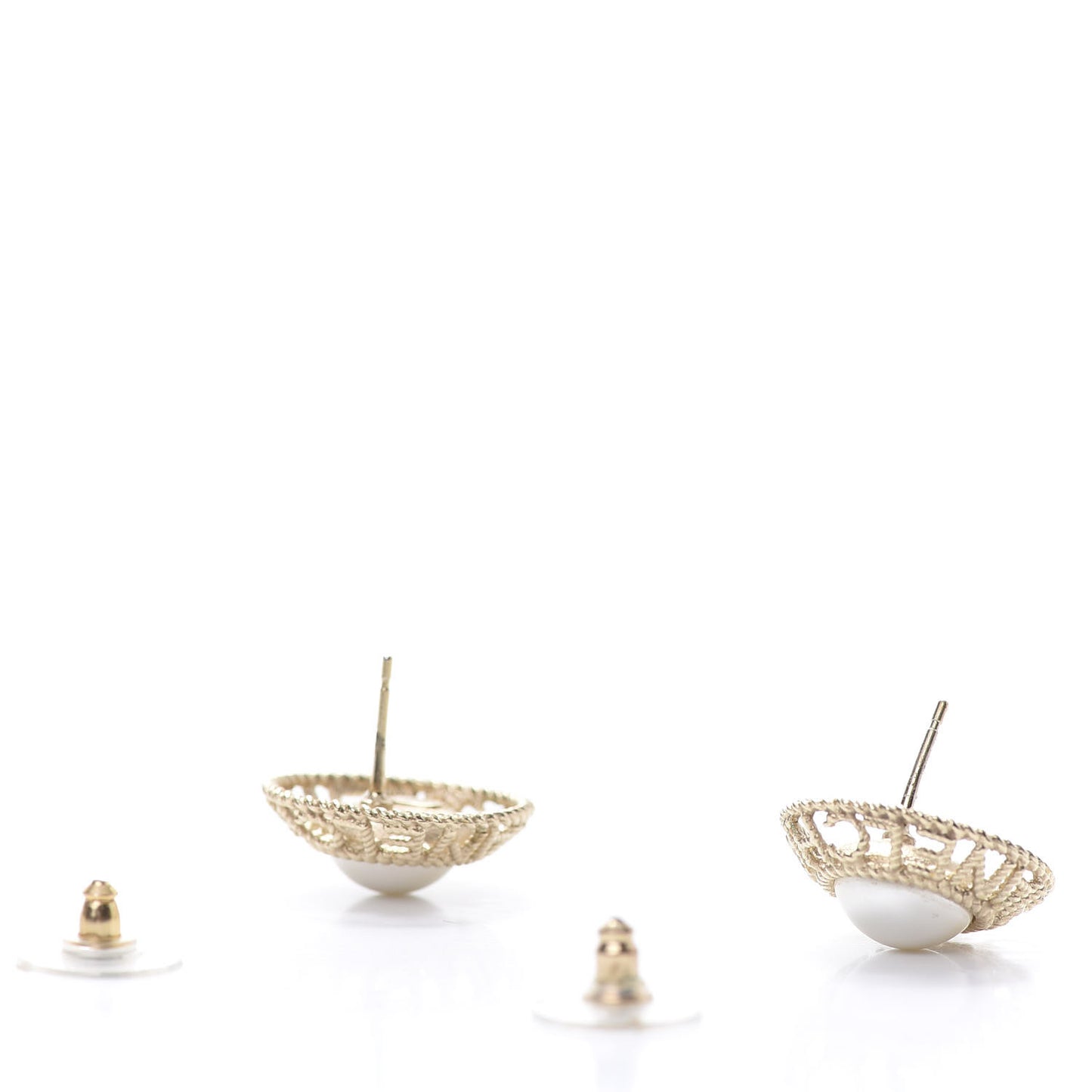 Pearl CC Round Rope Logo Earrings Gold