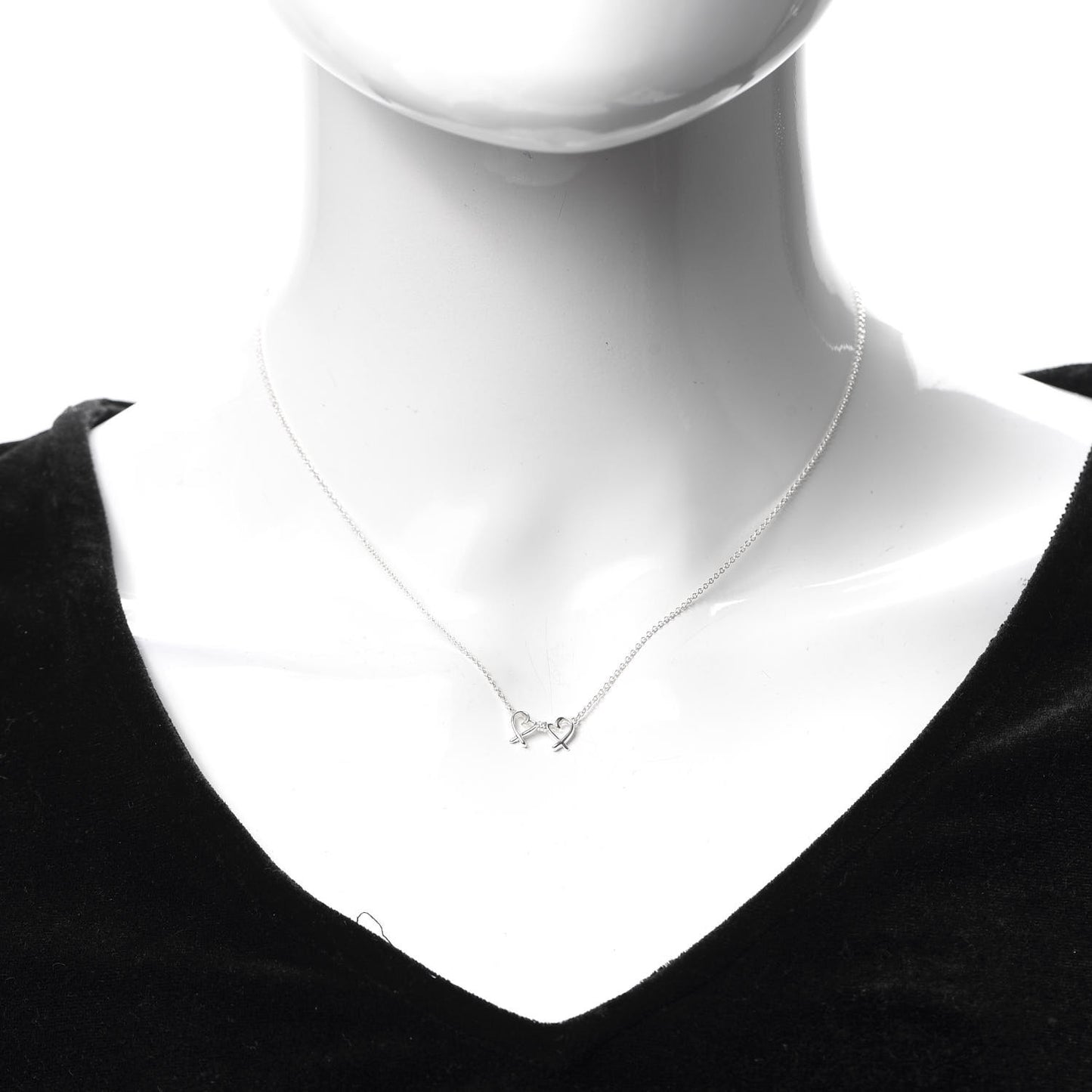 Sterling Silver Diamond Paloma Picasso Double Loving Heart Necklace