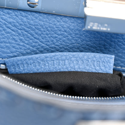 Fendi Cuoio Romano Selleria Macro Stitchings Mini Peekaboo Iconic Satchel Argento Blue 8 of 11