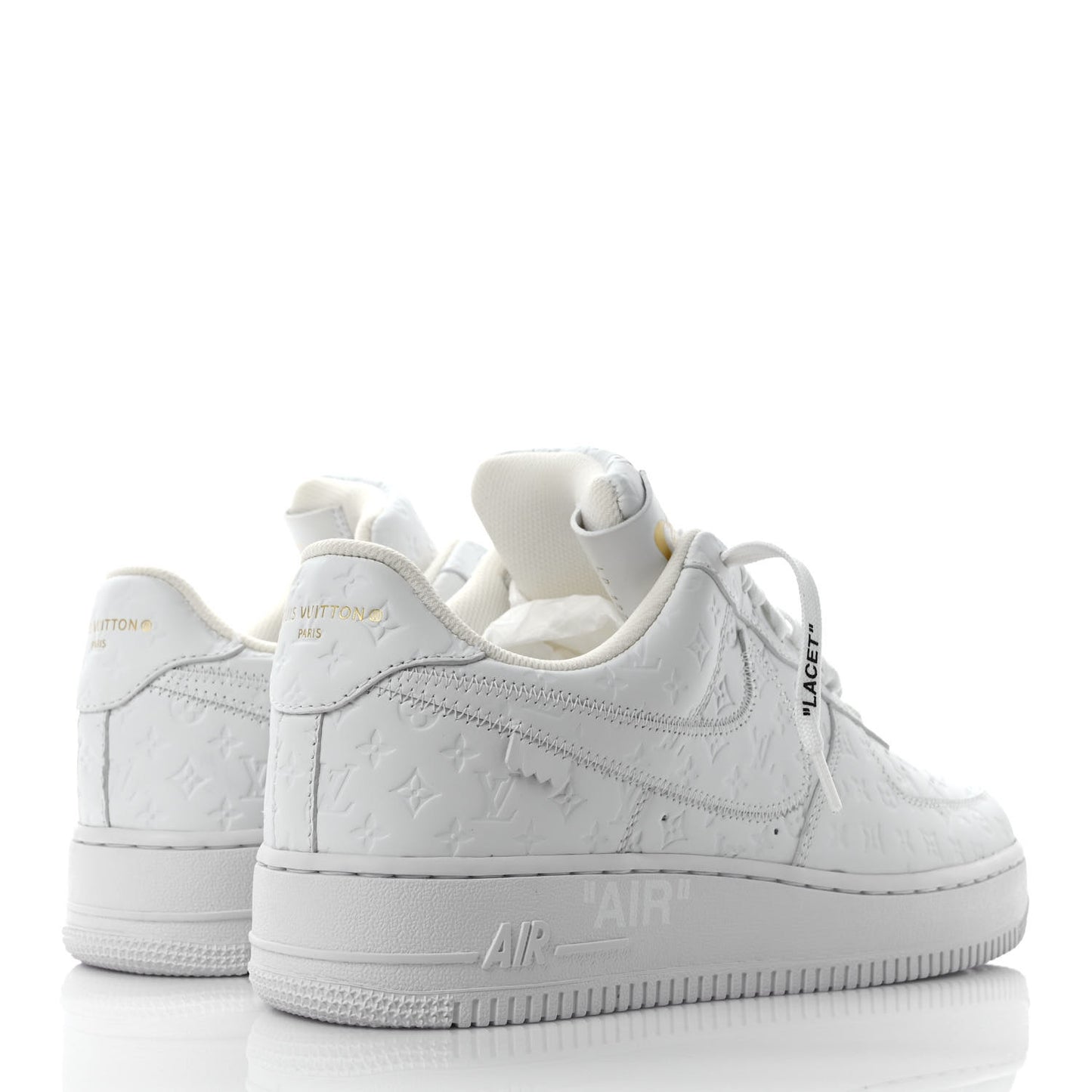 X NIKE AIR FORCE 1 Calfskin Monogram Mens Low Top Sneakers 9 White