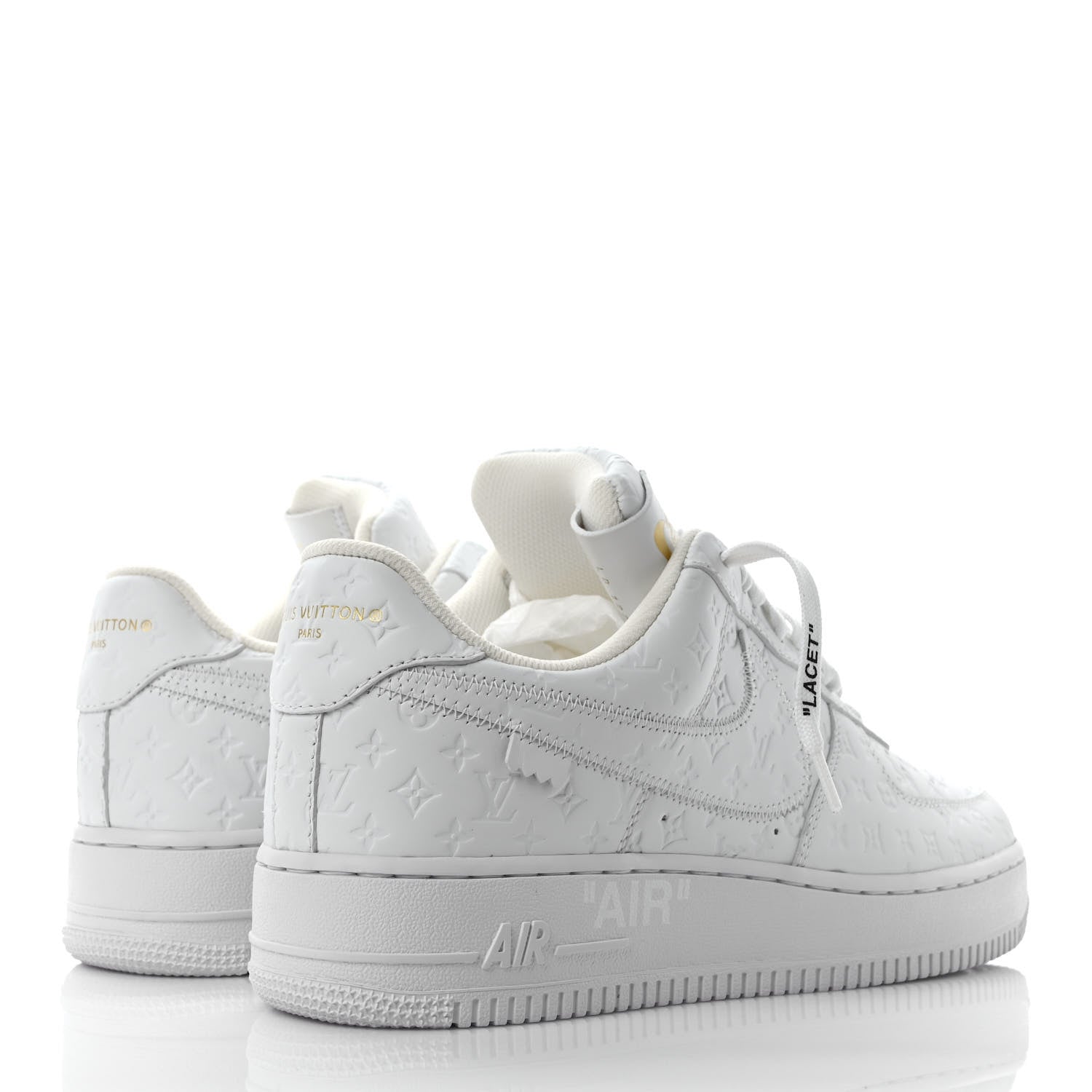 Louis Vuitton X NIKE AIR FORCE 1 Calfskin Monogram Mens Low Top Sneakers 9 White 4 of 10