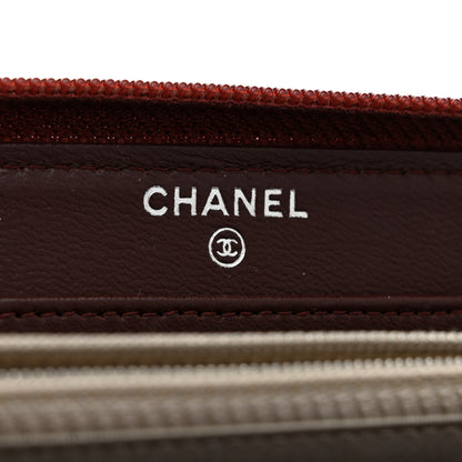 Chanel Lambskin Quilted Boy Zip Around Wallet Burgundy 7 of 9