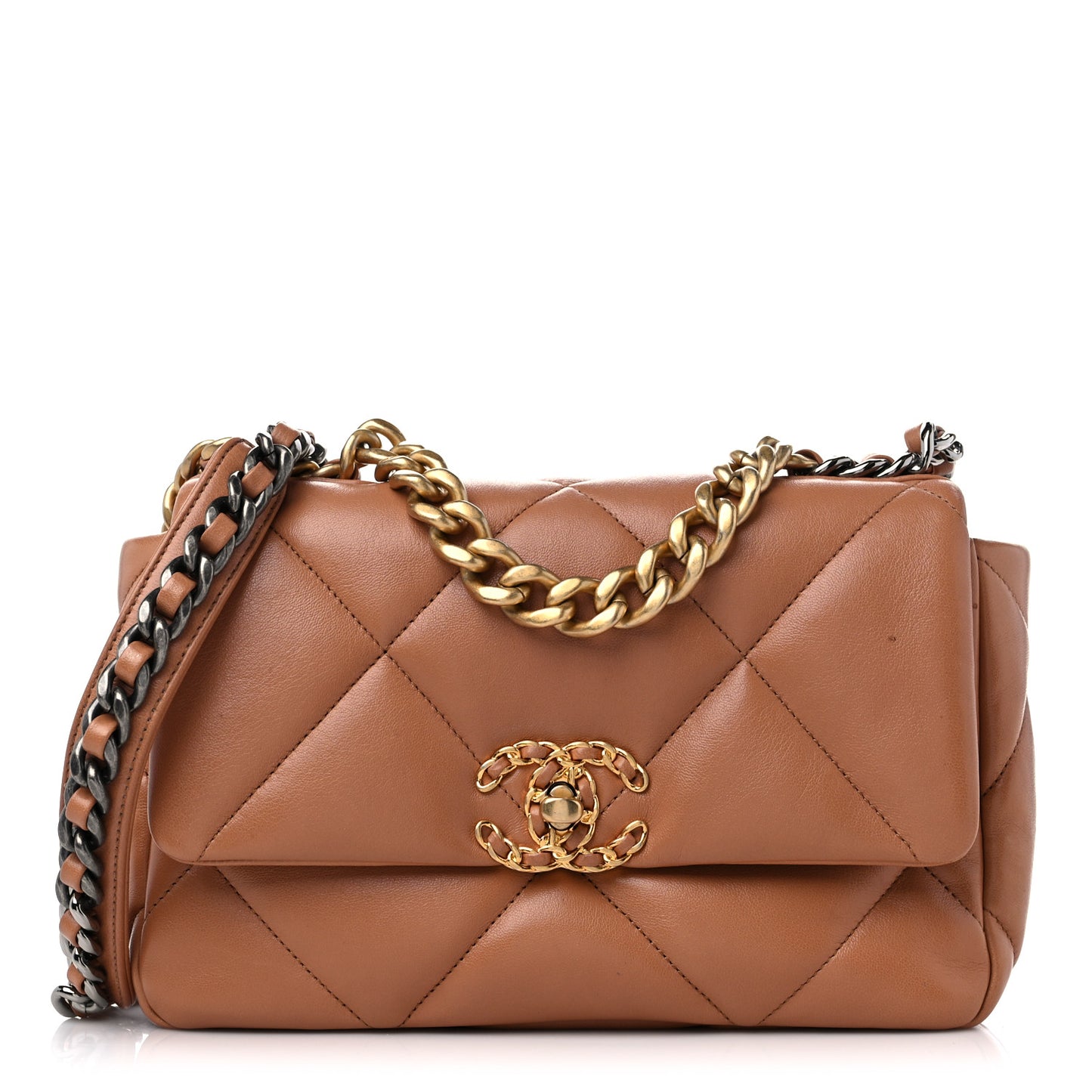 Lambskin Quilted Medium Chanel 19 Flap Brown