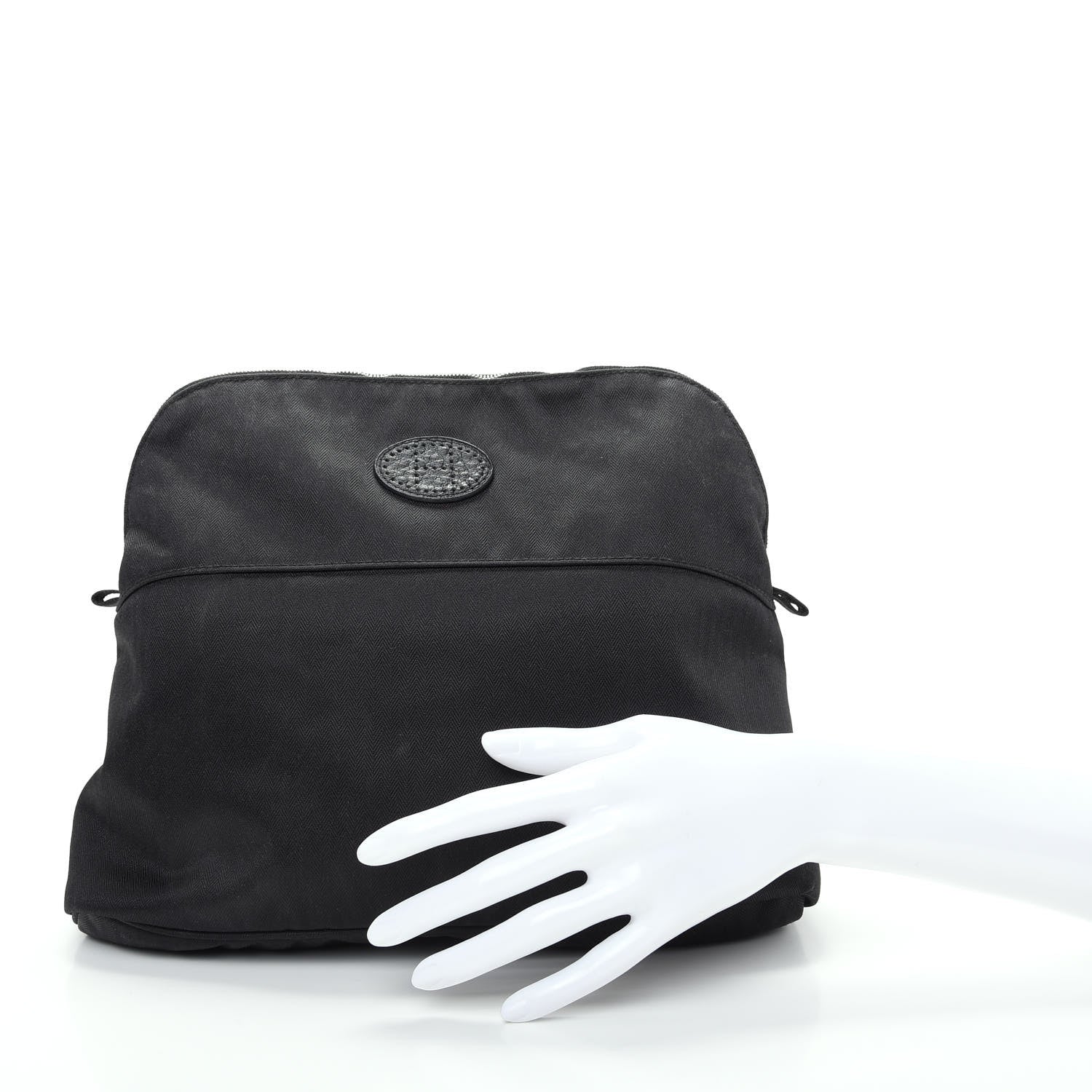 Hermes Cotton Canvas Bolide Travel Cosmetic Pouch Black 2 of 12