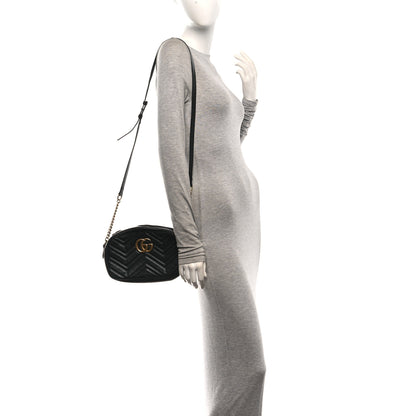 Gucci Calfskin Matelasse Small GG Marmont Chain Shoulder Bag Black 2 of 10