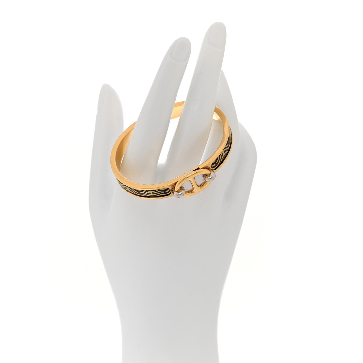 Hermes Enamel Printed Ghost H Mini Clic Chaine d'Ancre Bracelet PM Black 2 of 6