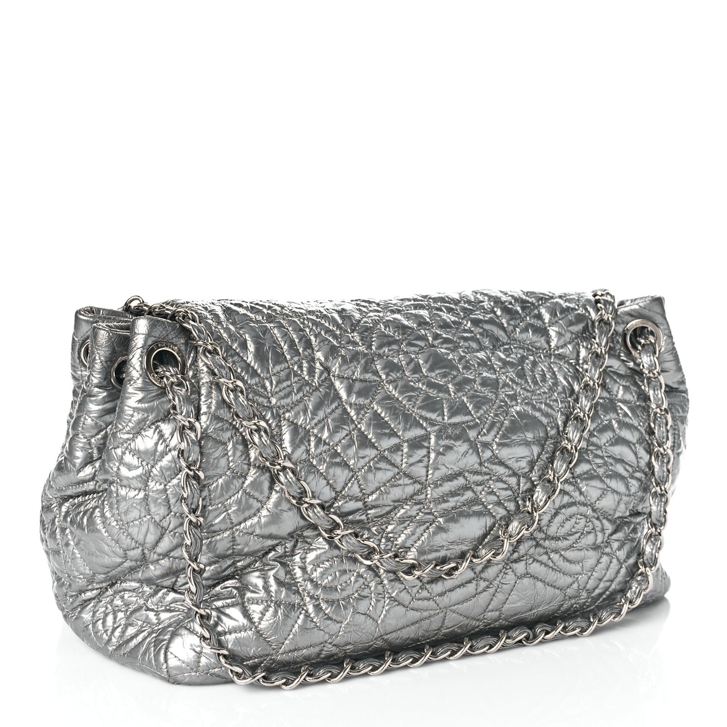 Vinyl Graphic Edge Accordion Flap Bag Silver