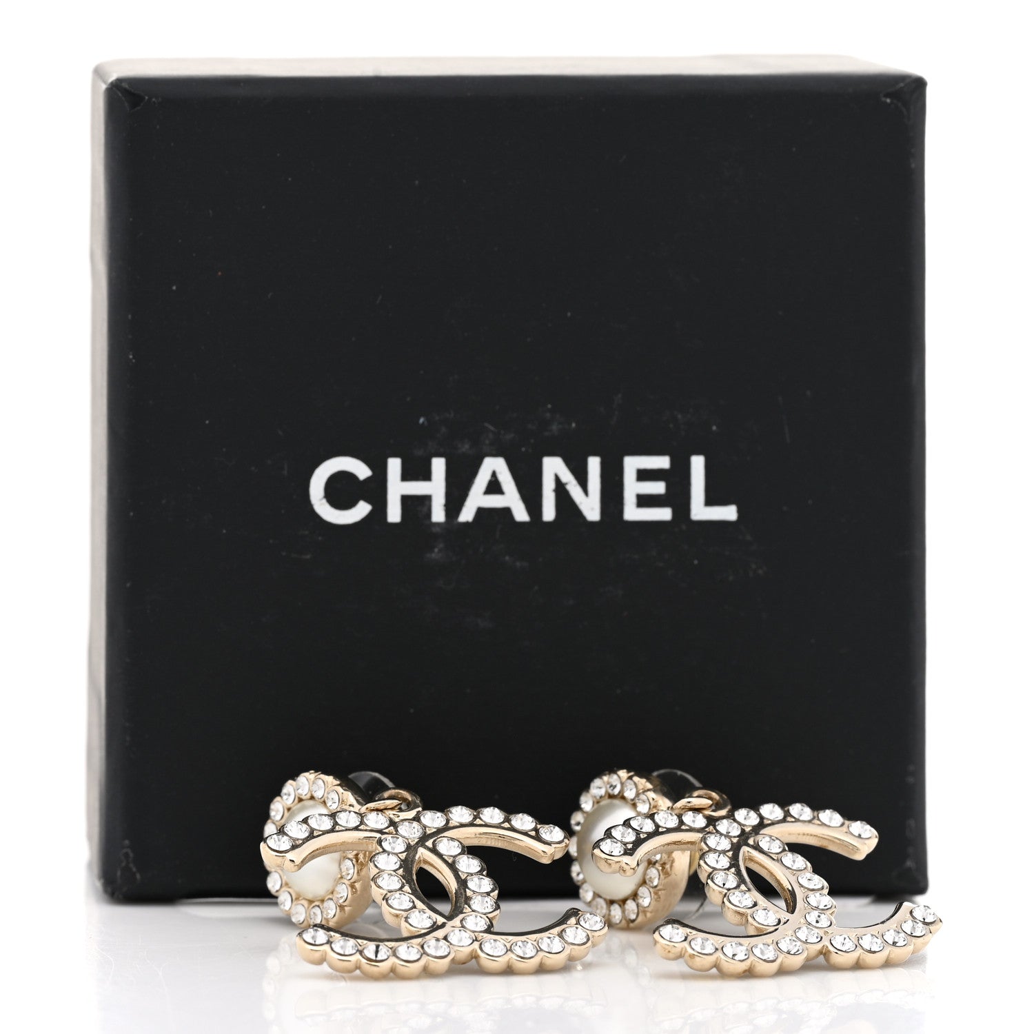Chanel Crystal Pearl Bow-tiful CC Drop Earrings Gold 7 of 7