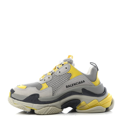 Balenciaga Fabric Mesh Womens Triple S Sneakers 35 Yellow Grey White 1 of 8