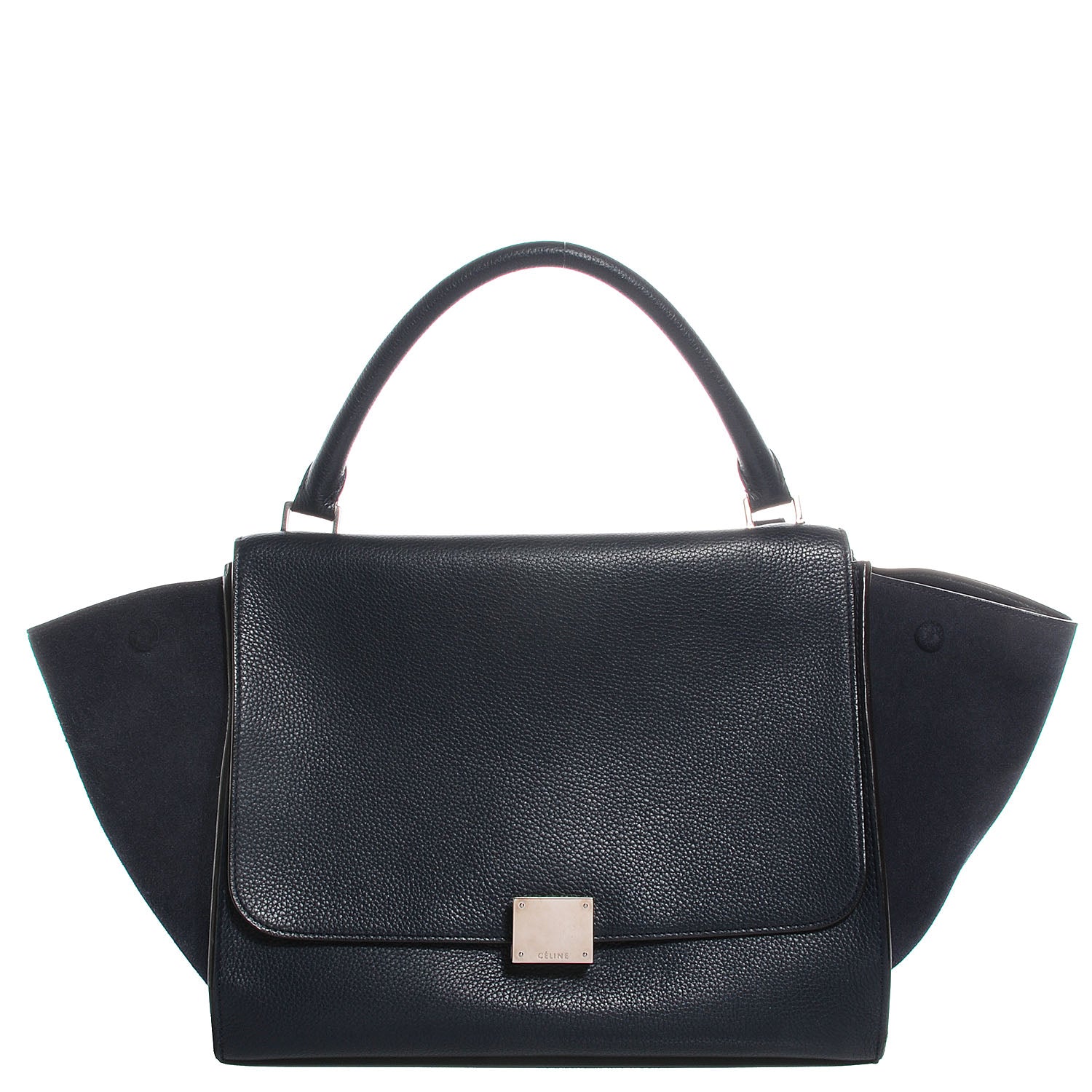 Celine Drummed Calfskin Suede Medium Trapeze Navy Blue 1 of 8