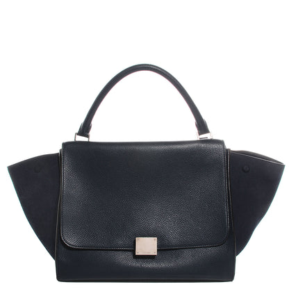Celine Drummed Calfskin Suede Medium Trapeze Navy Blue 1 of 8