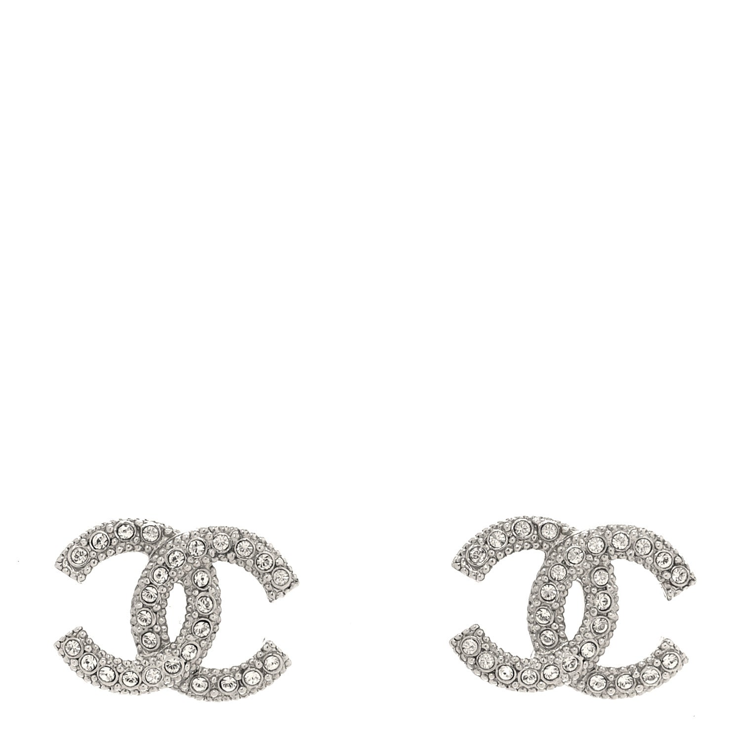 Chanel Crystal CC Earrings Silver 1 of 5