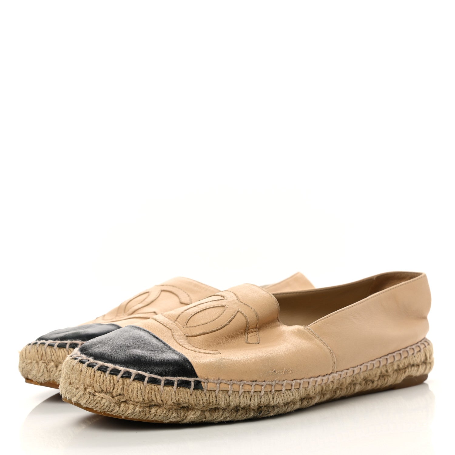 Chanel Lambskin CC Espadrilles 41 Beige Black 3 of 10