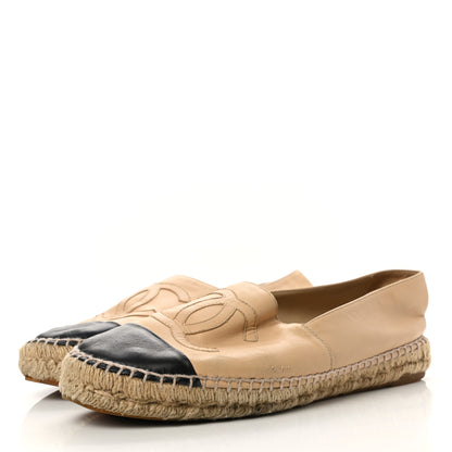 Chanel Lambskin CC Espadrilles 41 Beige Black 3 of 10