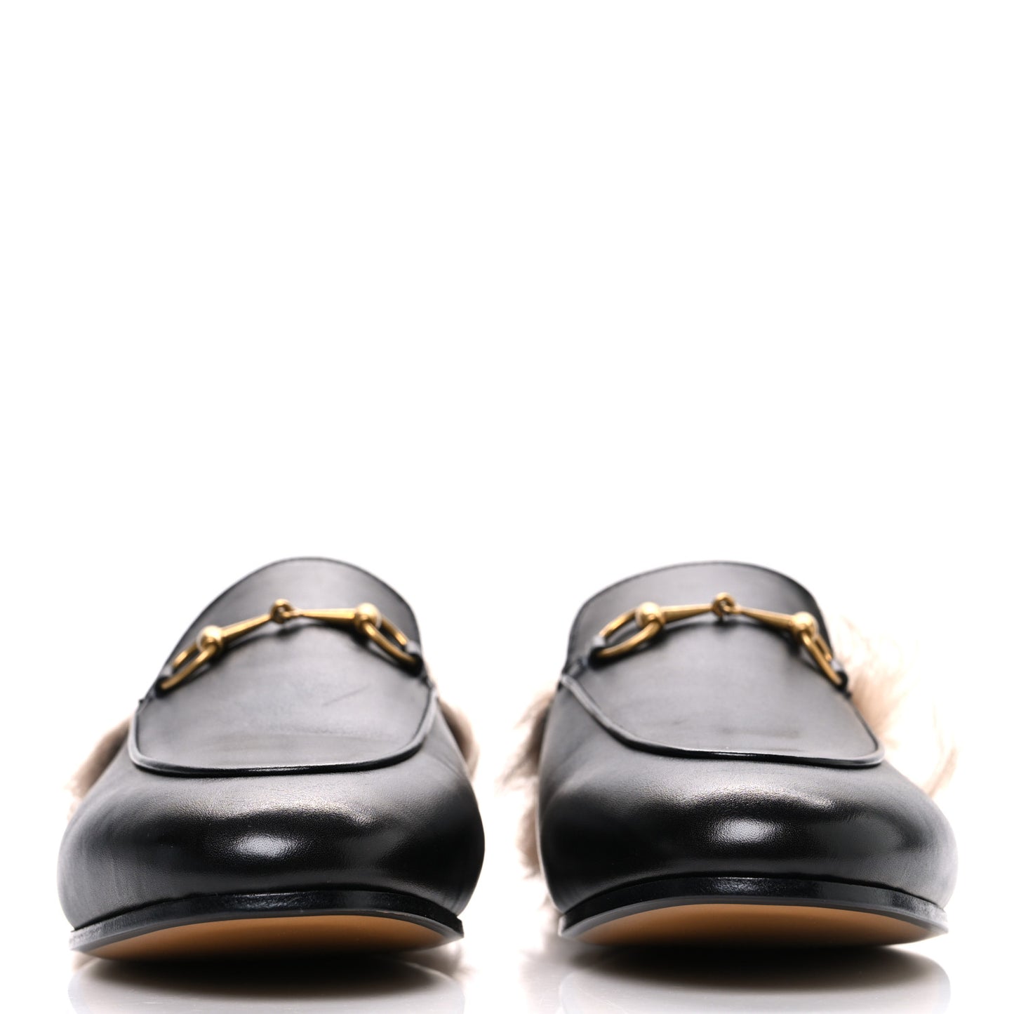Calfskin Fur Womens Princetown Slippers 40 Black