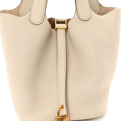 Hermes Taurillon Clemence Picotin Lock 18 PM Beton 8 of 11