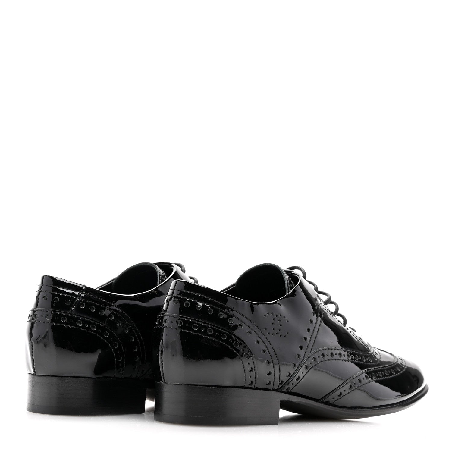 Chanel Patent Calfskin CC Brogue Lace Up Oxfords 36.5 Black 4 of 10