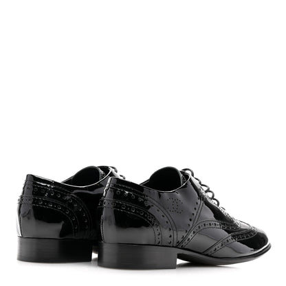 Chanel Patent Calfskin CC Brogue Lace Up Oxfords 36.5 Black 4 of 10