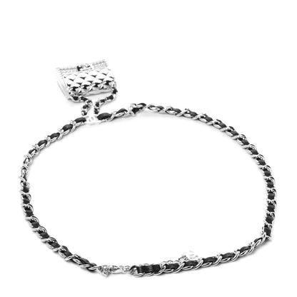Chanel Lambskin Chain CC Flap Bag Belt 95 Black Silver 2 of 4