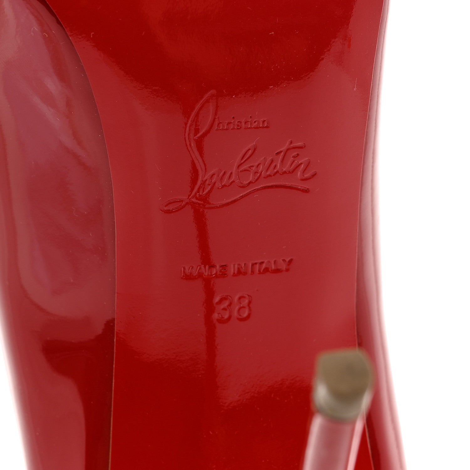 Christian Louboutin Patent Fifille 100 Pumps 38 Flamenco 6 of 9