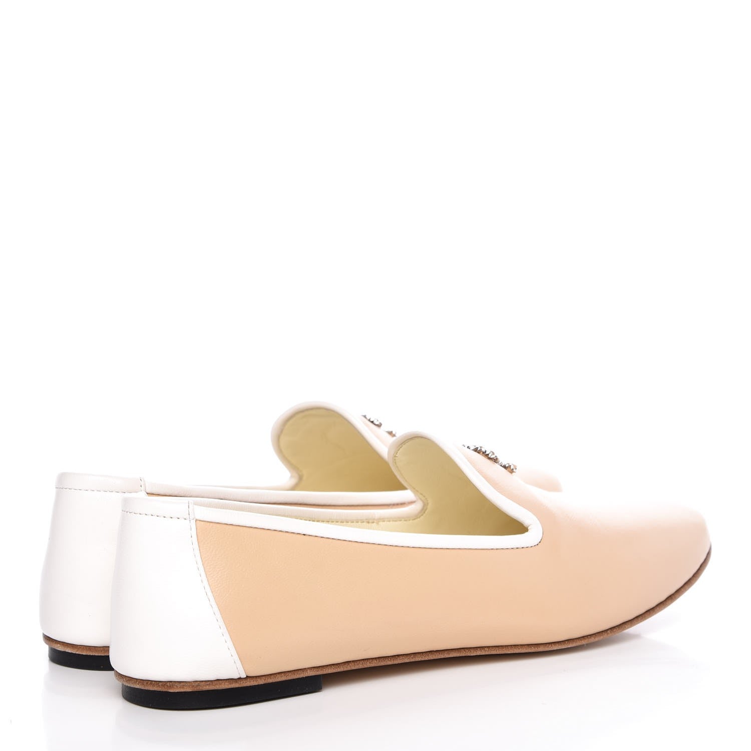 Chanel Lambskin CC Chain Loafers 37.5 Biege 4 of 9