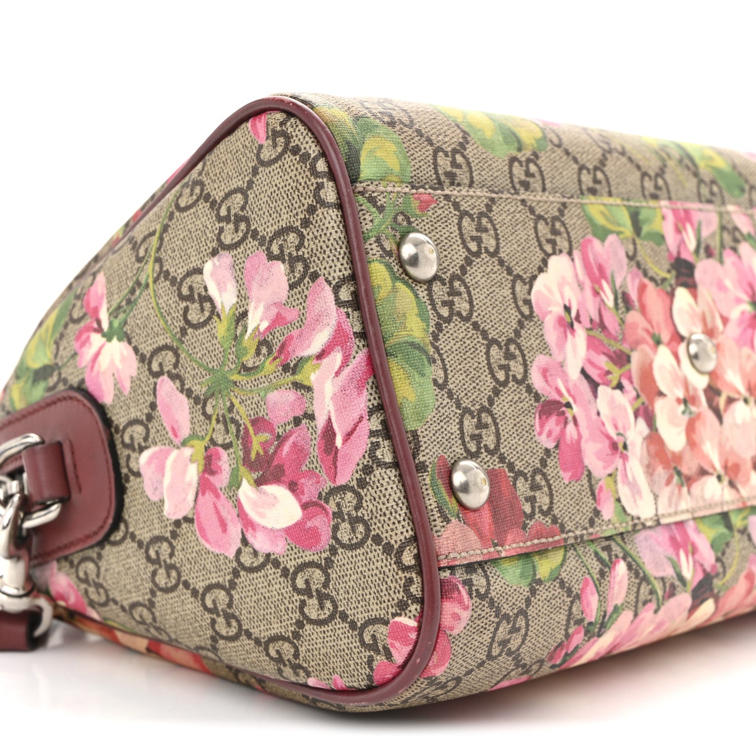Gucci GG Supreme Monogram Blooms Small Boston Beige Multicolor Dry Rose 8 of 13