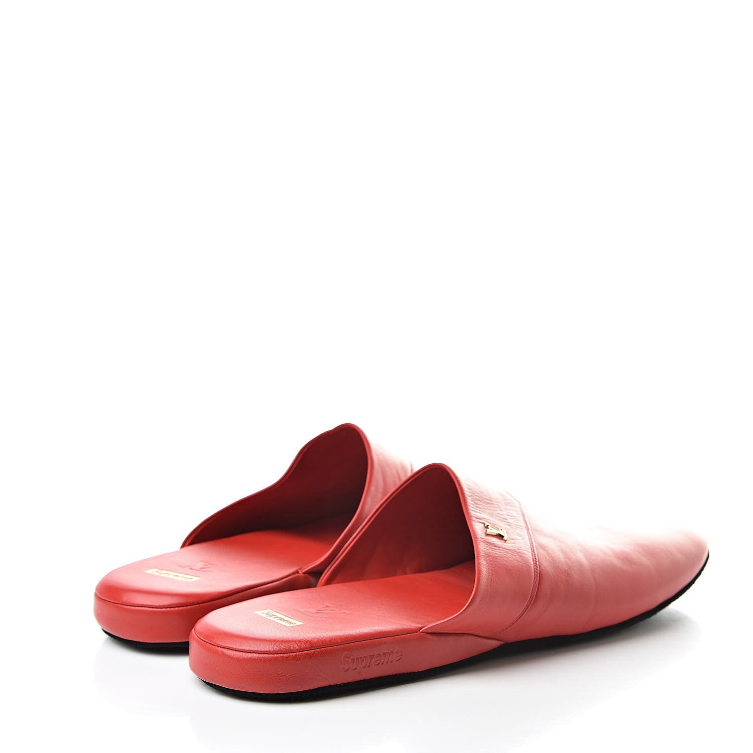 Louis Vuitton X SUPREME Lambskin Mens Hugh Slippers 9 Rouge 4 of 7