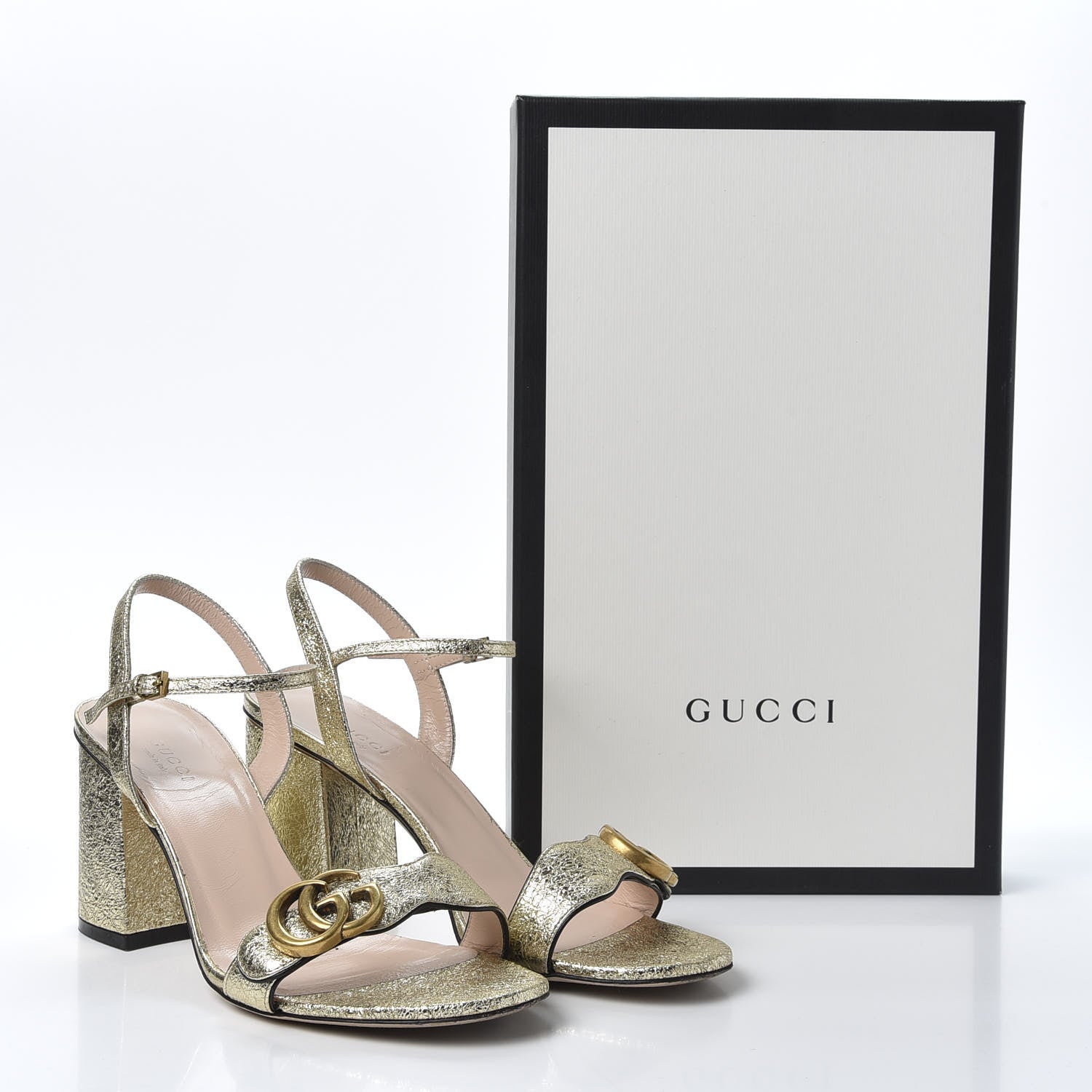 Gucci Galassia GG Marmont Ankle Wrap 75mm Sandals 38.5 Platino 9 of 9