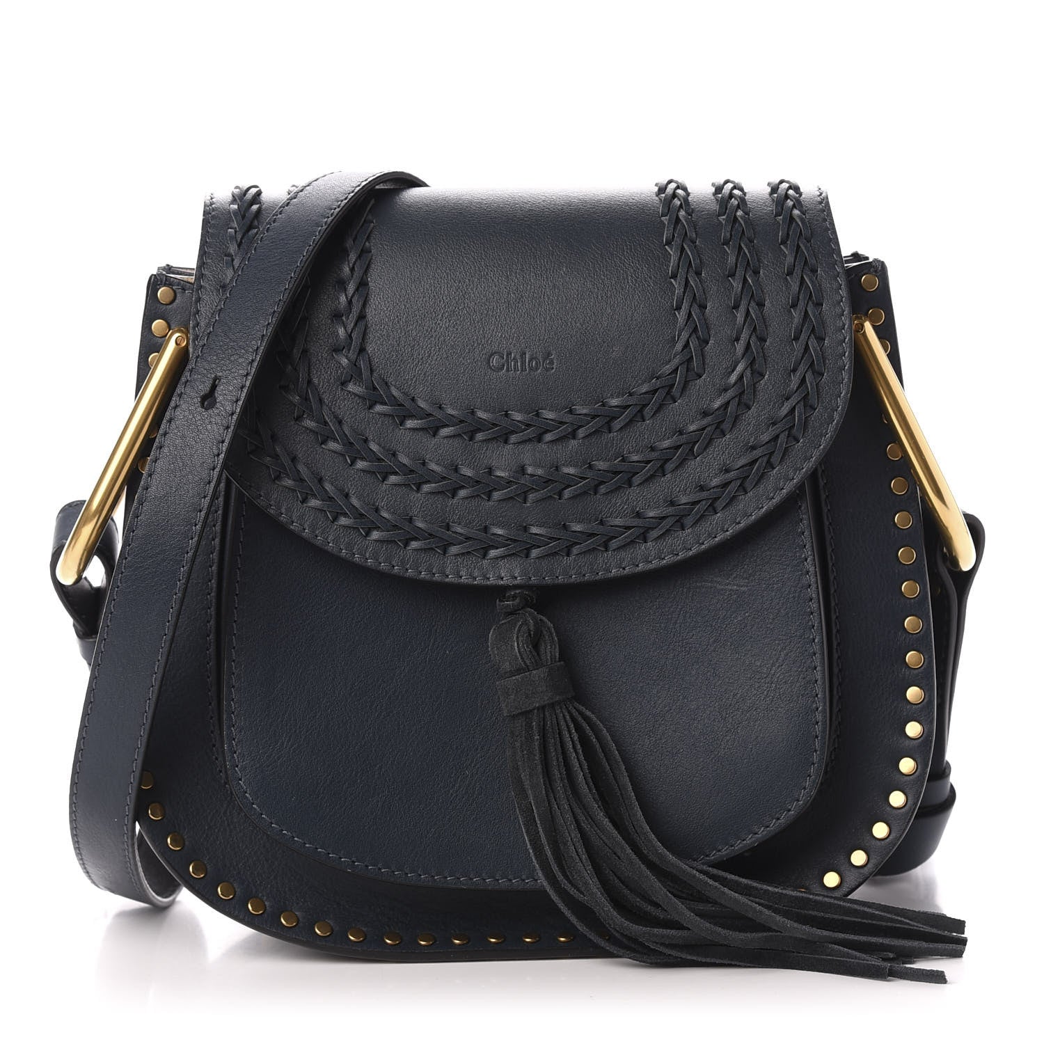 Chloe Calfskin Braided Small Hudson Shoulder Bag Silver Blue 1 of 10