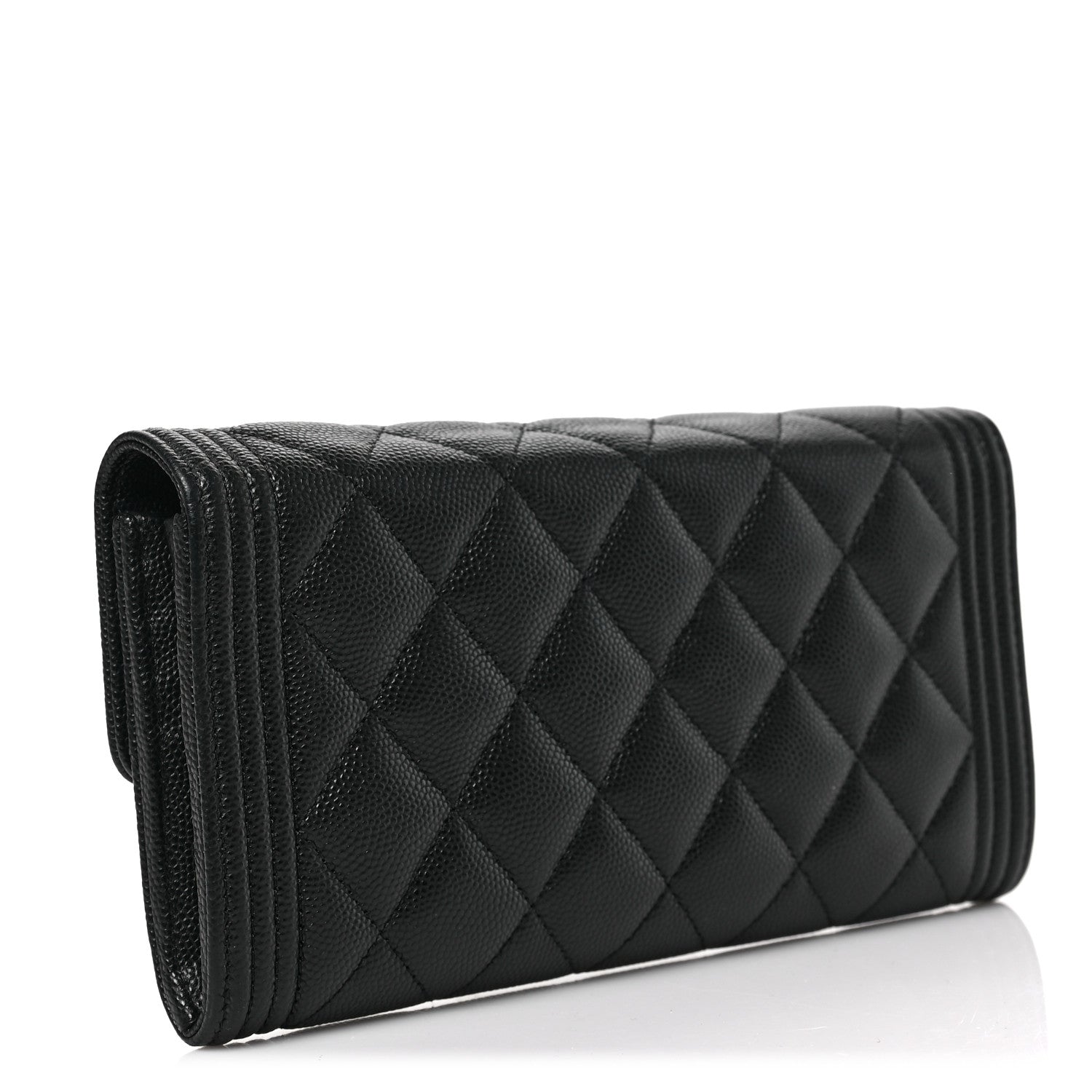 Chanel Caviar Quilted Large Boy Gusset Flap Wallet Black 3 of 7