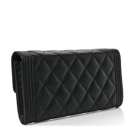 Chanel Caviar Quilted Large Boy Gusset Flap Wallet Black 3 of 7