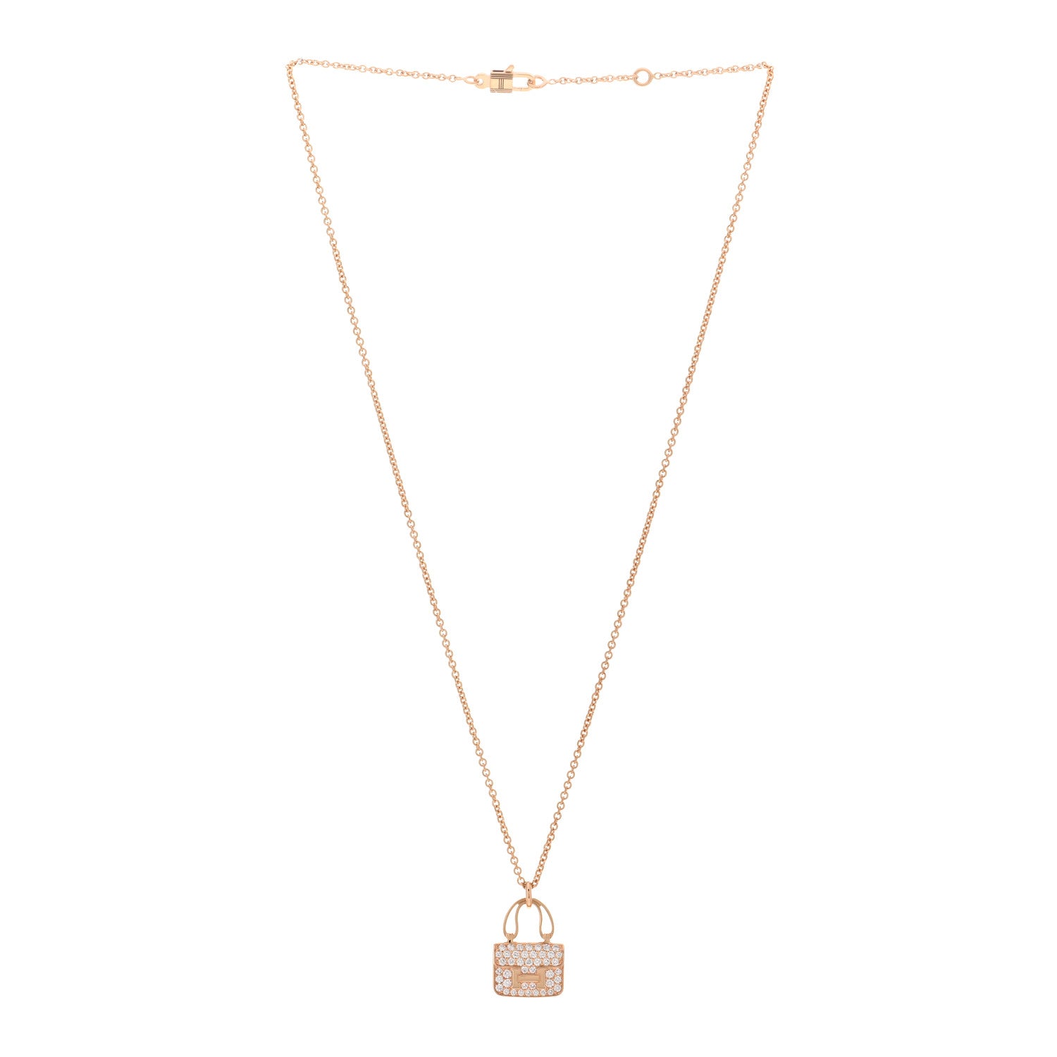 Hermes 18K Rose Gold Diamond Constance Amulettes Pendant Necklace 3 of 6
