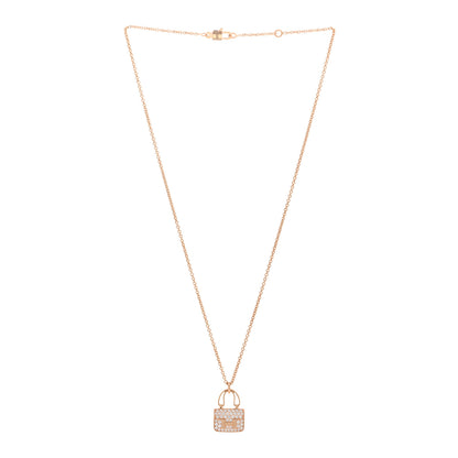 Hermes 18K Rose Gold Diamond Constance Amulettes Pendant Necklace 3 of 6