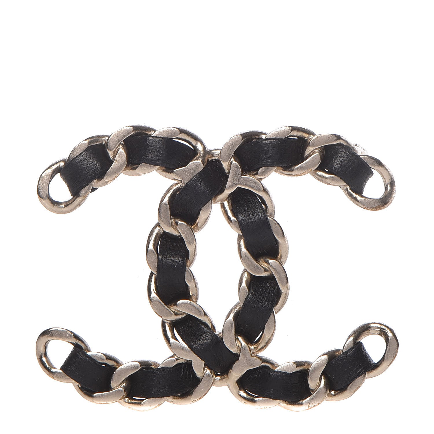Chanel Lambskin Chain CC Brooch Black Gold 1 of 5