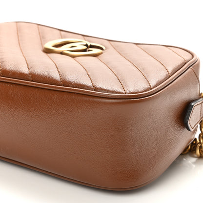 Gucci Glazed Calfskin Matelasse Diagonal Small GG Marmont Chain Shoulder Bag Cuir 10 of 11