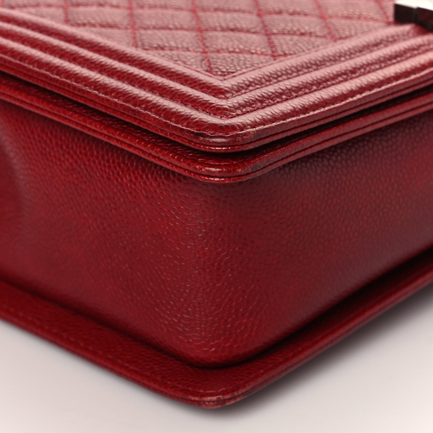 Chanel Caviar Quilted New Medium Boy Flap Dark Red 9 of 10