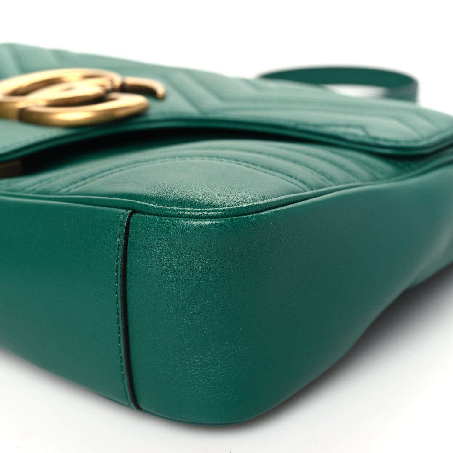 Gucci Calfskin Matelasse Medium GG Marmont Shoulder Bag Emerald Green 10 of 10