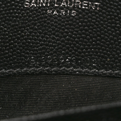 Saint Laurent Grain De Poudre Matelasse Chevron Monogram Envelope Chain Wallet Black 7 of 16