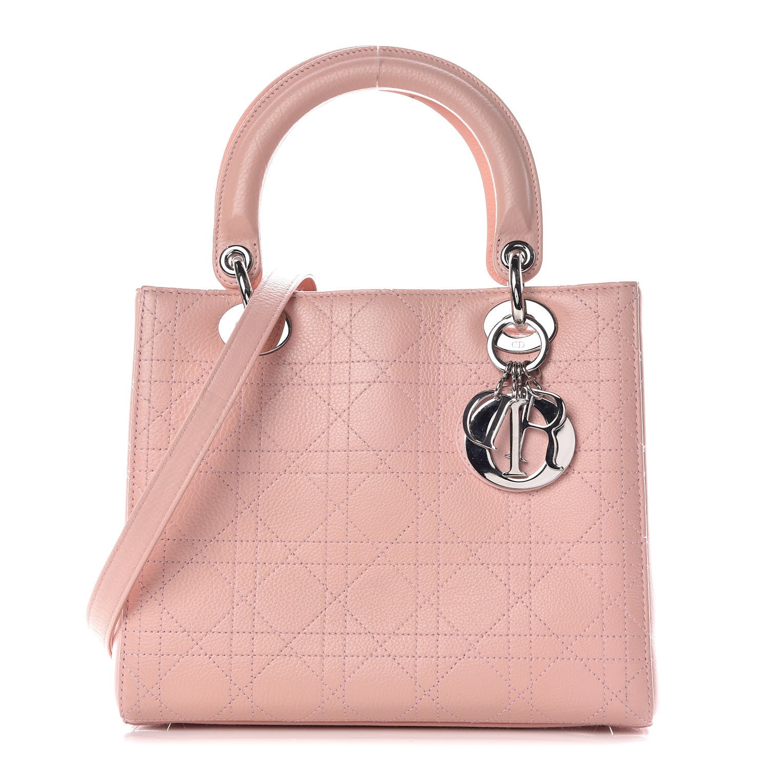 Christian Dior Grained Calfskin Cannage Medium Lady Dior Pink 1 of 9
